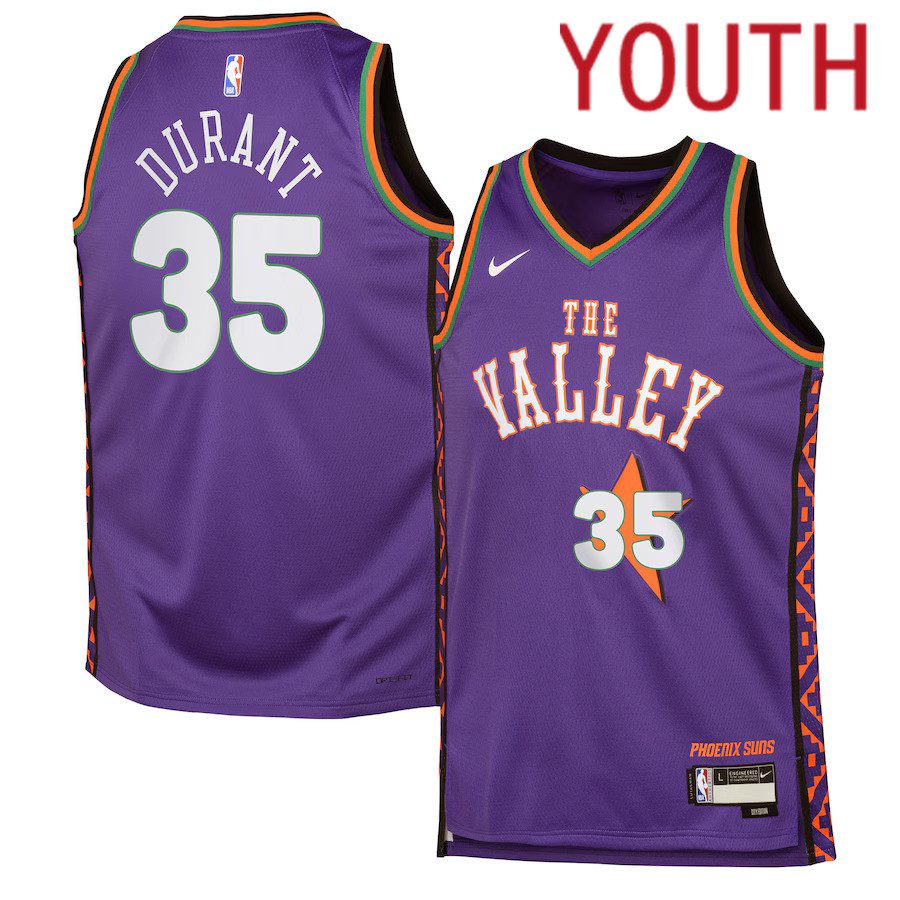 Youth Phoenix Suns #35 Kevin Durant Nike Purple City Edition 2024-25 Swingman Player NBA Jersey